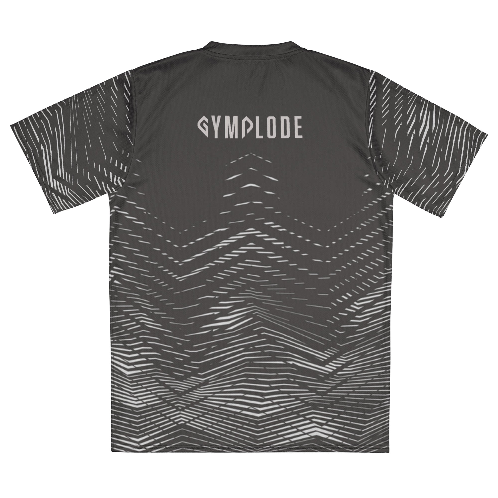Mens Chevron V-Neck sports t-shirt with Gymplode signature logo, back view