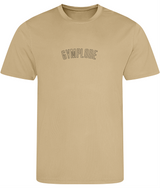 Desert sand AWDis TraceFit mens activewear t-shirt with Gymplode signature logo