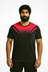 Mens Edge-5 comfort fit activewear t-shirt with Gymplode icon logo, front view with model