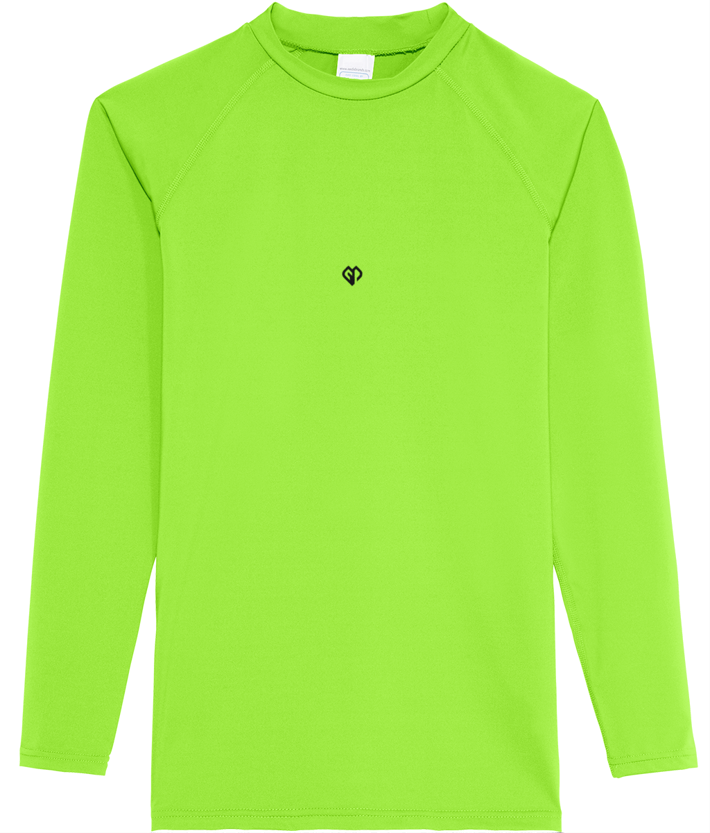 Electric green AWDis dry-fit long sleeve mens t-shirt with Gymplode icon logo