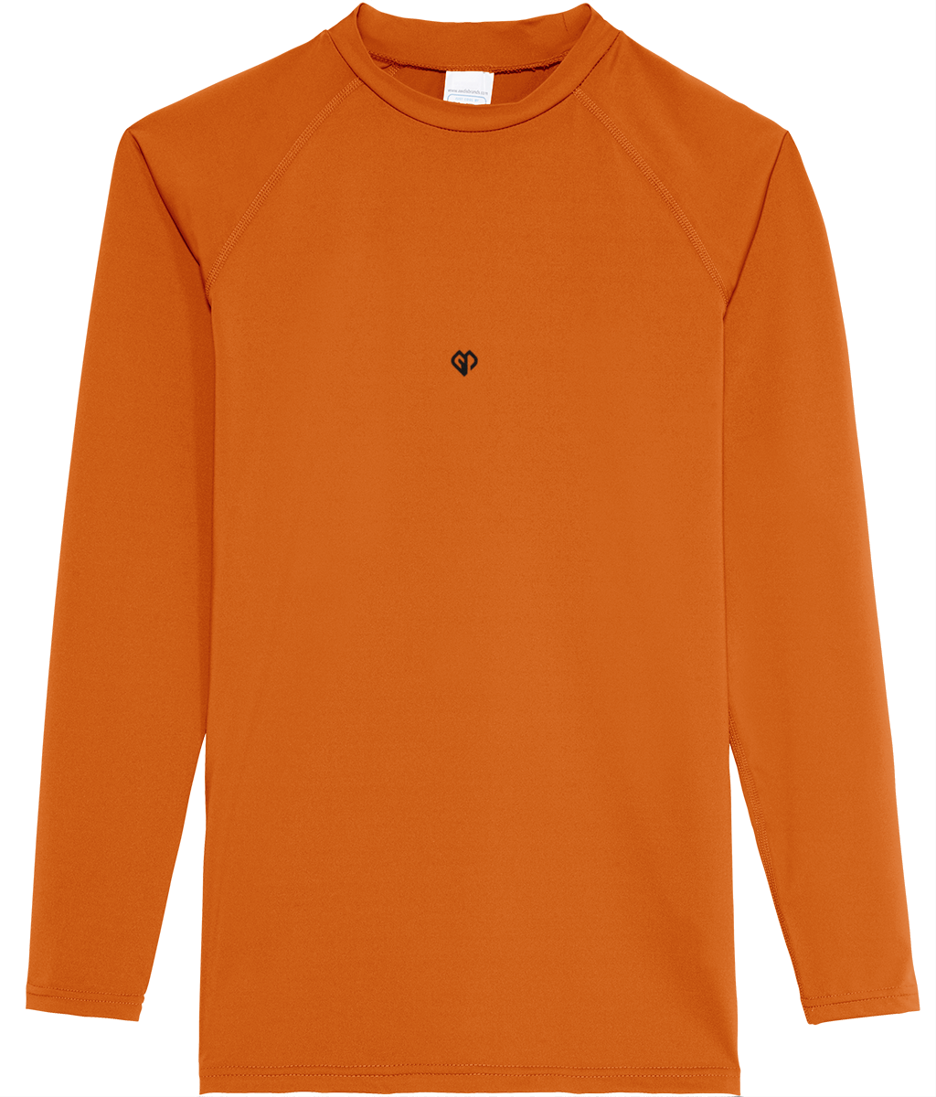 Electric orange AWDis dry-fit long sleeve mens t-shirt with Gymplode icon logo