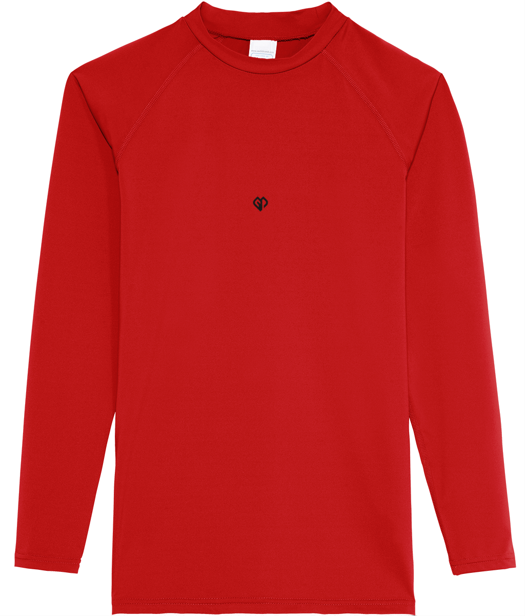 Fire red AWDis dry-fit long sleeve mens t-shirt with Gymplode icon logo