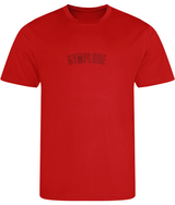 Fire red AWDis TraceFit mens activewear t-shirt with Gymplode signature logo