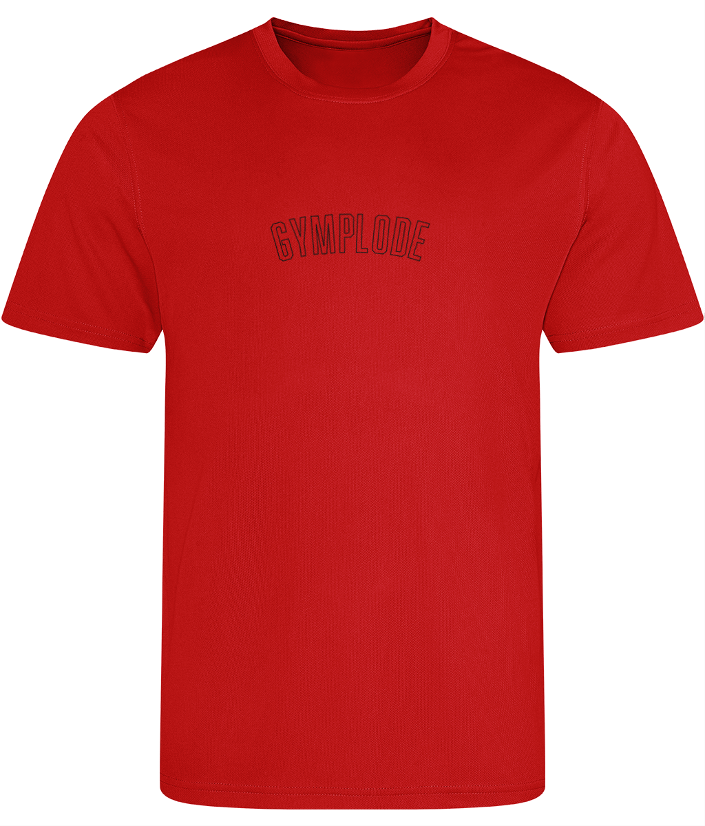 Fire red AWDis TraceFit mens activewear t-shirt with Gymplode signature logo