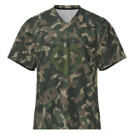 Mens G-Militar loose fit v-neck sports t-shirt with Gymplode icon logo, front view