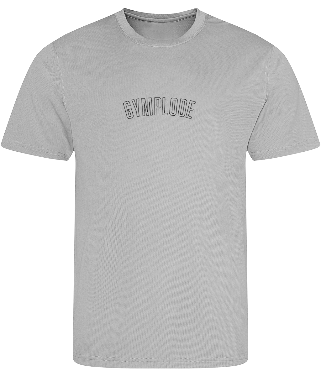 Heather grey AWDis TraceFit mens activewear t-shirt with Gymplode signature logo