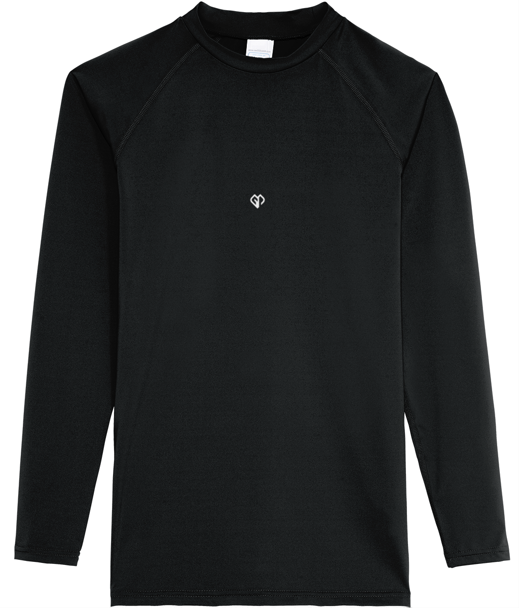 Jet black AWDis dry-fit long sleeve mens t-shirt with Gymplode icon logo