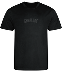 Jet black AWDis TraceFit mens activewear t-shirt with Gymplode signature logo