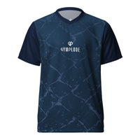 Mens Onyx V-Neck dry-fit activewear t-shirt with Gymplode dual mark imprint, front view

