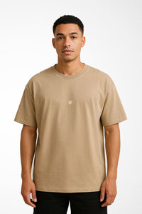 Mens Oversized Vintage unisex t-shirt with Gymplode iconic imprint, front view with model