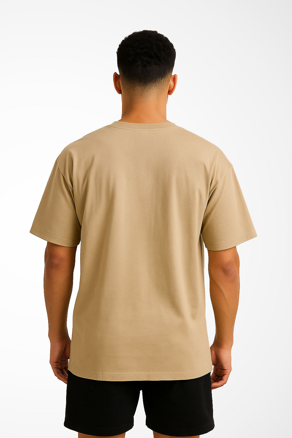 Mens Gymplode Oversized Vintage unisex t-shirt with no print, back view with model