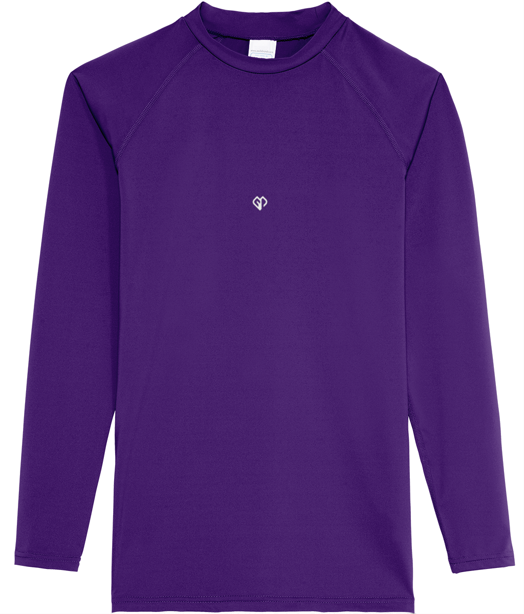 Purple AWDis dry-fit long sleeve mens t-shirt with Gymplode icon logo