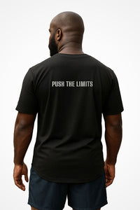 Mens Gymplode Push The Limits unisex sports t-shirt, back view with model