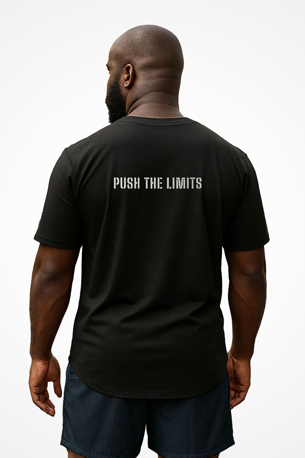 Mens Gymplode Push The Limits unisex sports t-shirt, back view with model