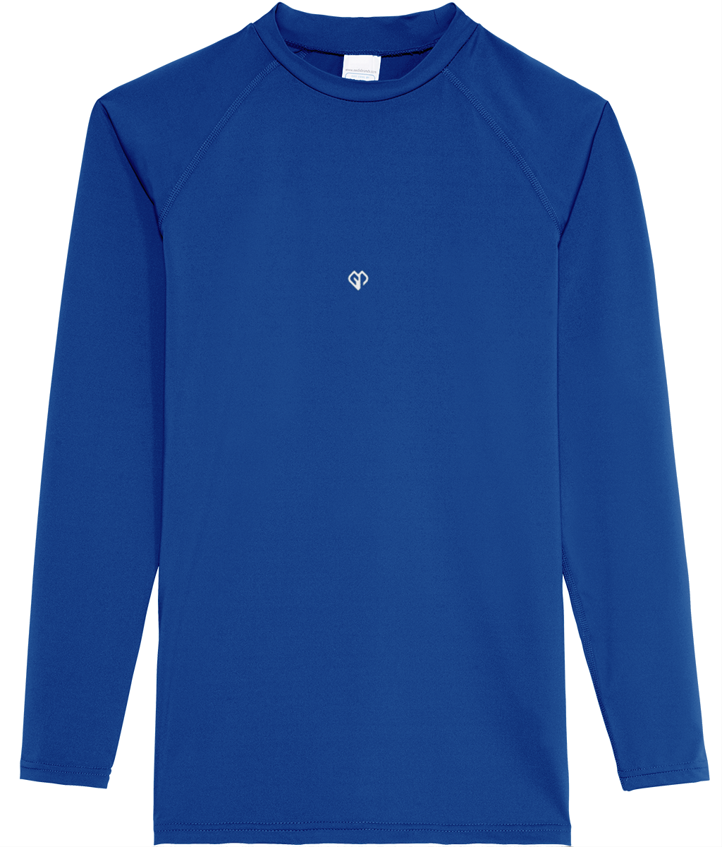 Royal blue AWDis dry-fit long sleeve mens t-shirt with Gymplode icon logo