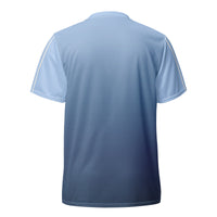 Mens Gymplode TriLine Bi-Blue v-neck sports t-shirt with no print, back view