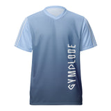 Mens TriLine Bi-Blue v-neck sports t-shirt with Gymplode signature logo, front view