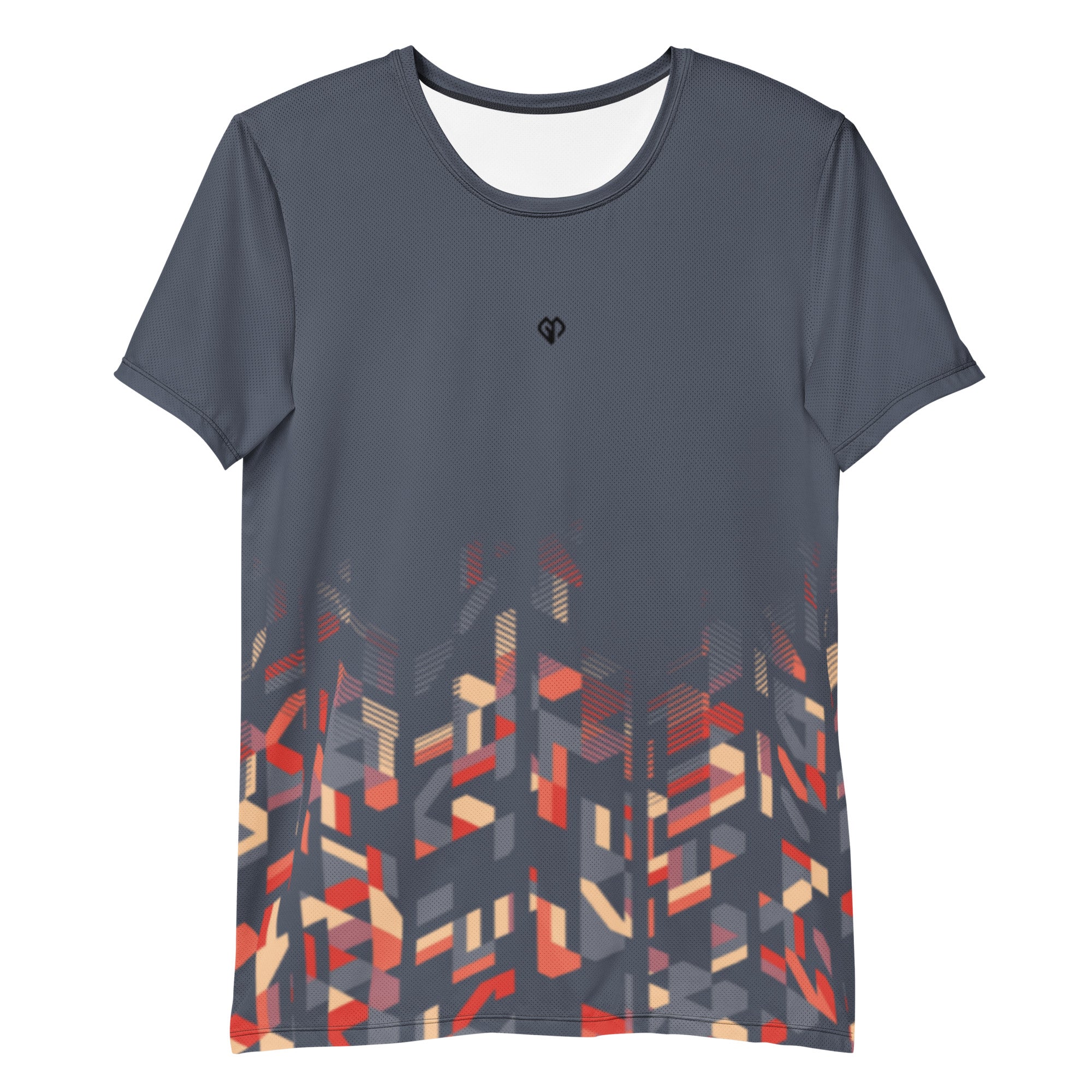 Mens VibeCut comfort fit workout t-shirt with Gymplode icon logo, front view