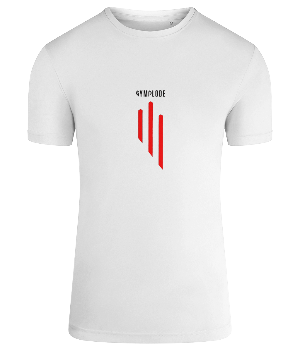 White TriDri® GS3 mens muscle fit sports t-shirt with Gymplode signature logo