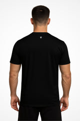 Mens Zest V-Neck activewear t-shirt with Gymplode icon logo, back view with model