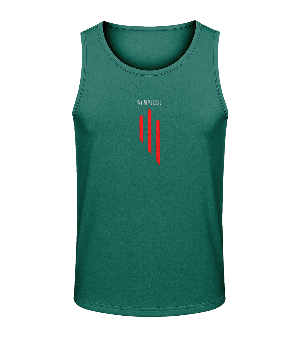 Mens jade green AWDis GS3 sporty fit training vest with Gymplode sig logo