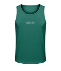 Mens jade green AWDis TraceFit activewear vest with Gymplode signature logo