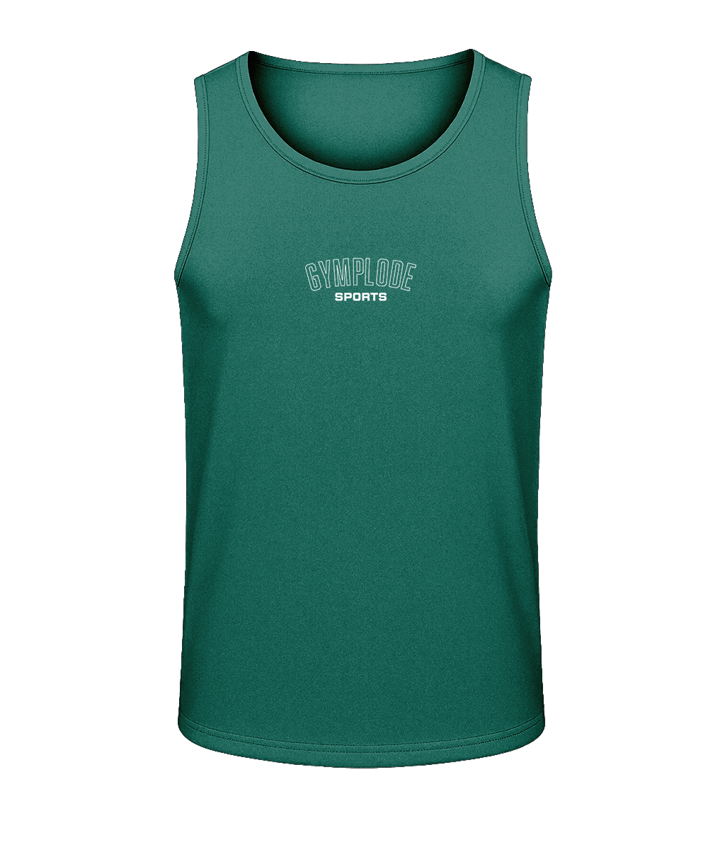 Mens jade green AWDis TraceFit sportline vest with Gymplode signature logo