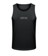 Mens jet black AWDis TraceFit activewear vest with Gymplode signature logo