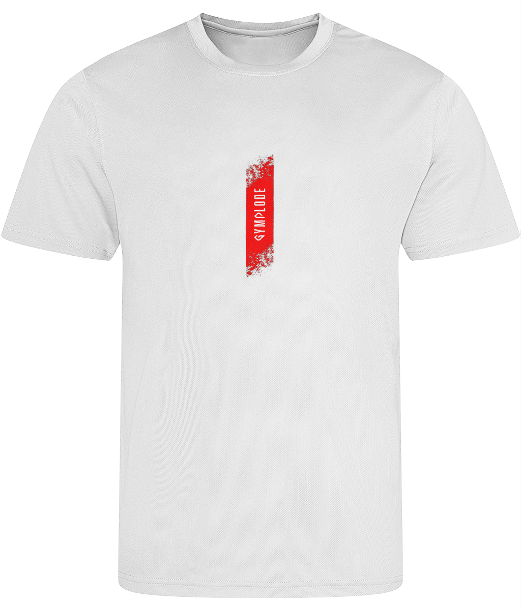 Mens Just Cool muscle fit arctic white Gymplode t-shirt with signature logo, front view