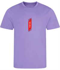 Mens Just Cool muscle fit digital lavender Gymplode t-shirt with signature logo, front view