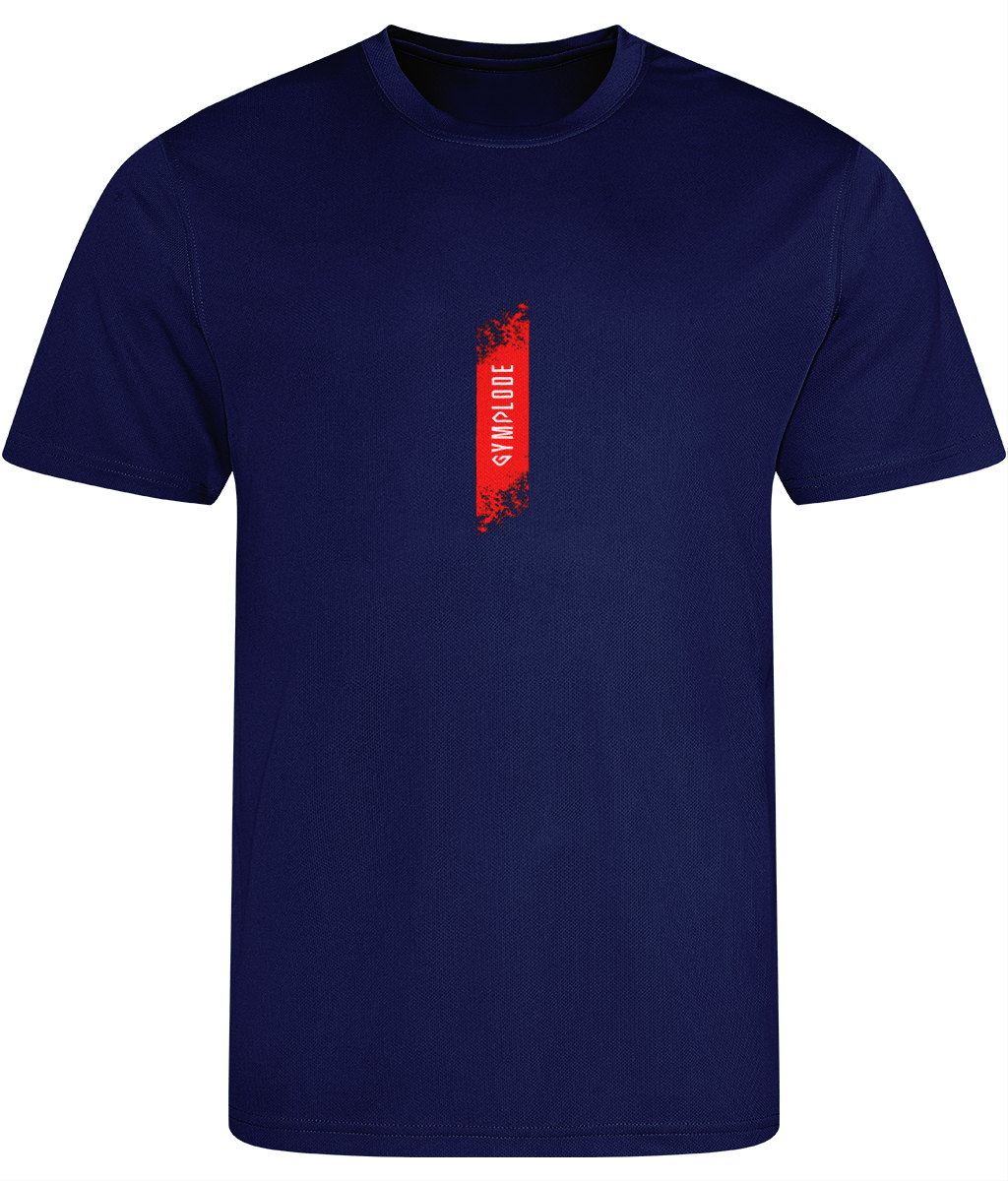 Mens Just Cool muscle fit oxford navy Gymplode t-shirt with signature logo, front view