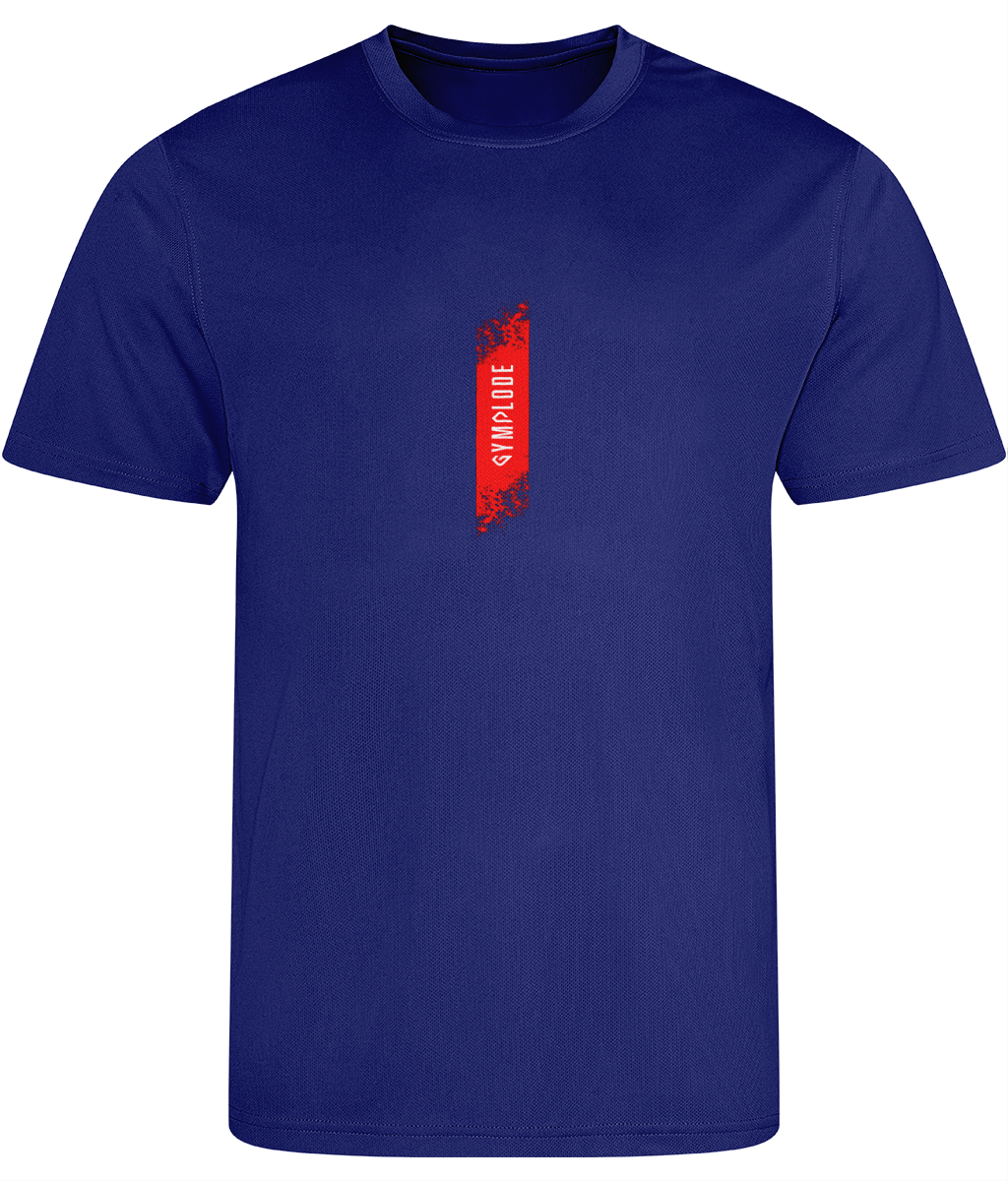 Mens Just Cool muscle fit reflex blue Gymplode t-shirt with signature logo, front view