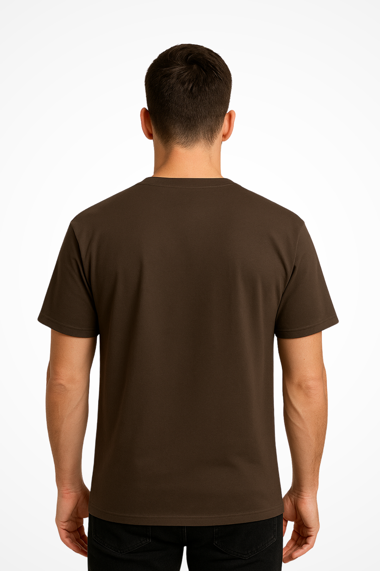 Mens Just Don't Quit relaxed fit Gymplode t-shirt with no print, back view with model