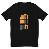 Mens Just Dont Quit slim fit black Gymplode t-shirt with icon logo, front view