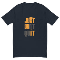 Mens Just Dont Quit slim fit midnight navy Gymplode t-shirt with icon logo, front view