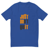 Mens Just Dont Quit slim fit royal blue Gymplode t-shirt with icon logo, front view