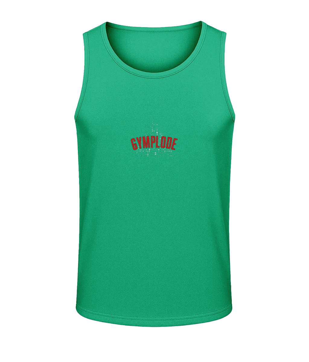 Mens kelly green AWDis T-Geo sporty fit just cool vest with Gymplode sig logo