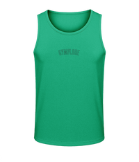 Mens kelly green AWDis TraceFit activewear vest with Gymplode signature logo