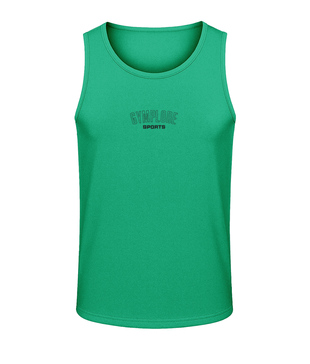 Mens kelly green AWDis TraceFit sportline vest with Gymplode signature logo