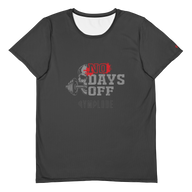 Mens No Days Off comfort fit dark grey Gymplode streetwear t-shirt with signature logo, front view