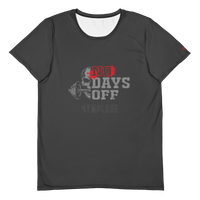 Mens No Days Off comfort fit dark grey Gymplode streetwear t-shirt with signature logo, front view
