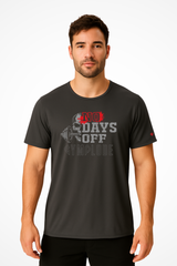 Mens No Days Off comfort fit Gymplode streetwear t-shirt with signature logo, front view with model