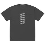 Mens Oversized Faded black Gymplode t-shirt with stacked logo, front view
