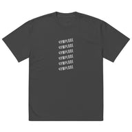 Mens Oversized Faded black Gymplode t-shirt with stacked logo, front view