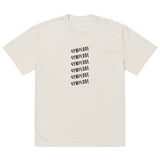Mens Oversized Faded bone Gymplode t-shirt with stacked logo, front view