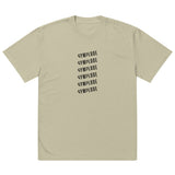 Mens Oversized Faded eucalyptus Gymplode t-shirt with stacked logo, front view