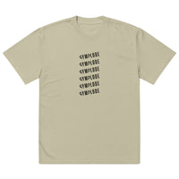 Mens Oversized Faded eucalyptus Gymplode t-shirt with stacked logo, front view