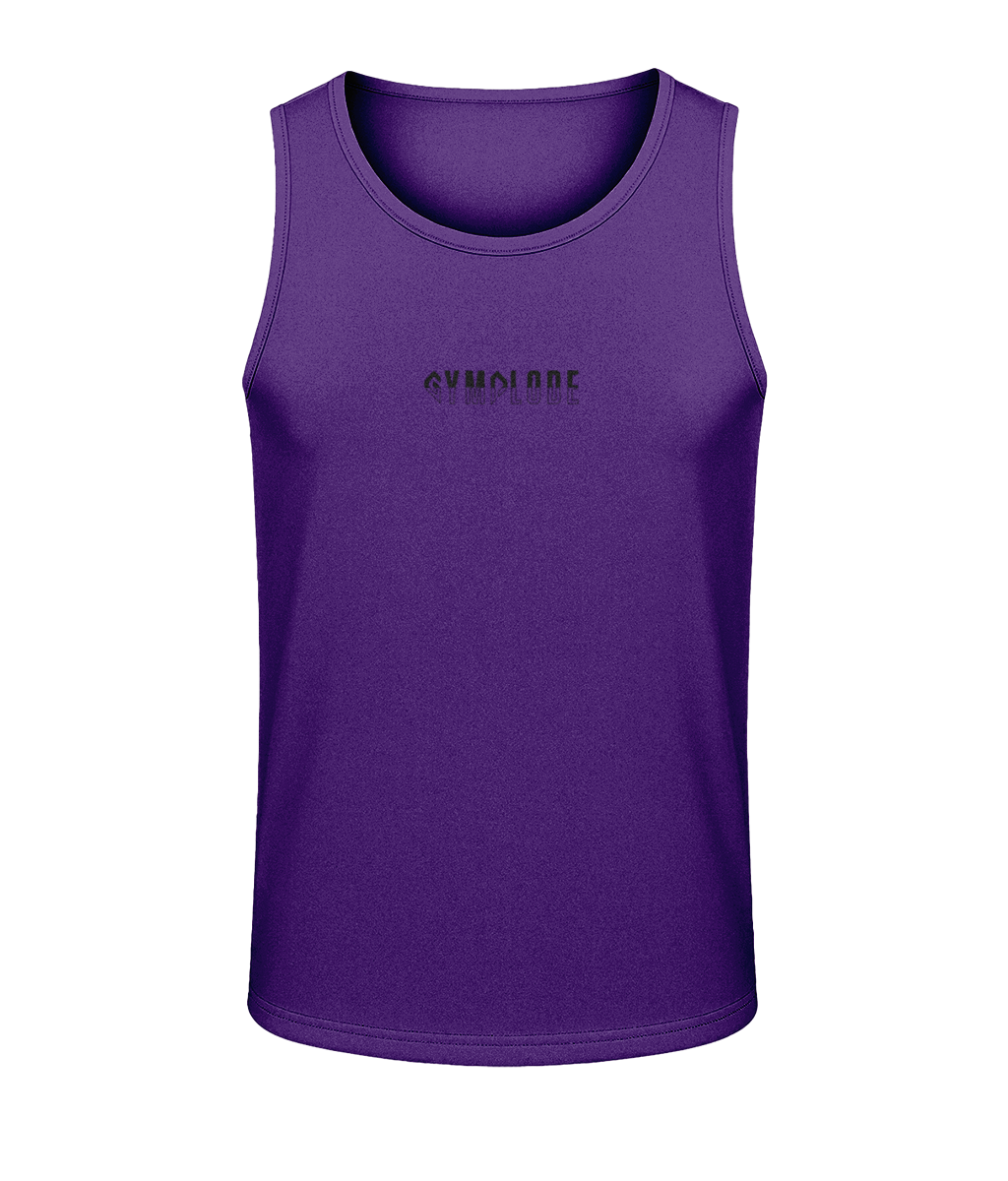 Mens purple AWDis Duo Performance sports vest with Gymplode signature logo