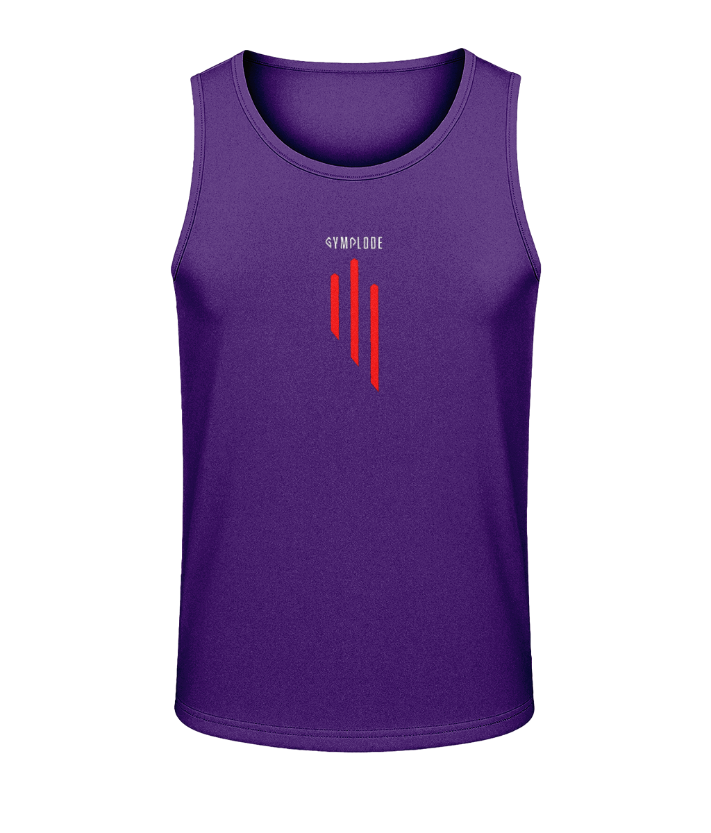 Mens purple AWDis GS3 sporty fit training vest with Gymplode sig logo