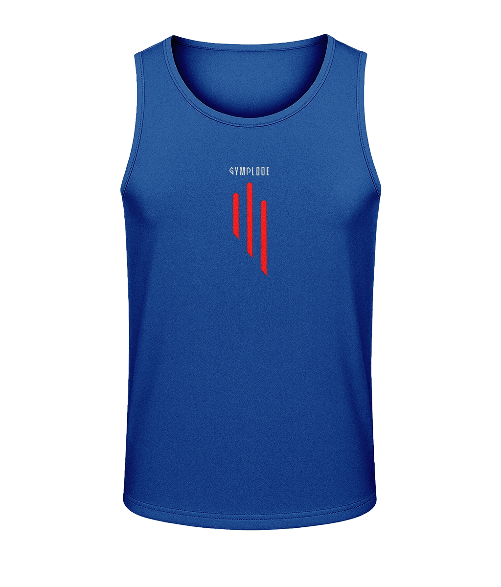 Mens royal blue AWDis GS3 sporty fit training vest with Gymplode sig logo